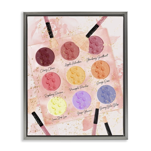 Stupell Industries Eyeshadow Makeup Palette Beauty & Fashion Painting Gray Floater Framed Art Print Wall Art, 17 x 21