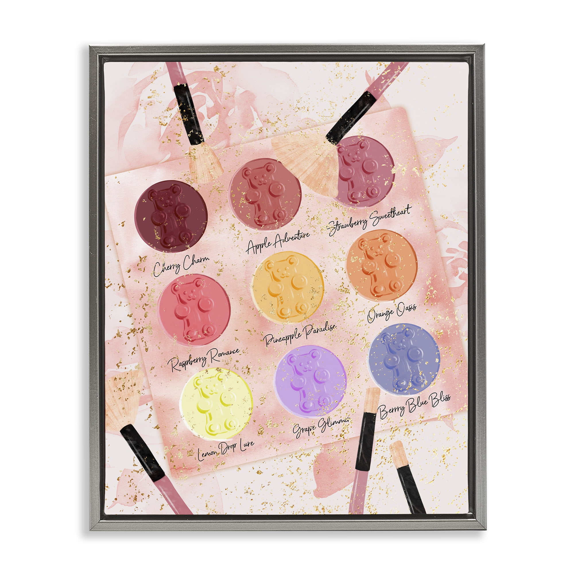 Stupell Industries Eyeshadow Makeup Palette Beauty & Fashion Painting Gray Floater Framed Art Print Wall Art, 25 x 31