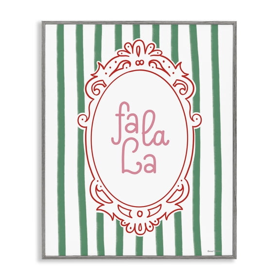 Fa La La Ornate Border Gray Framed Giclee Art, 11 x 14, Made In USA