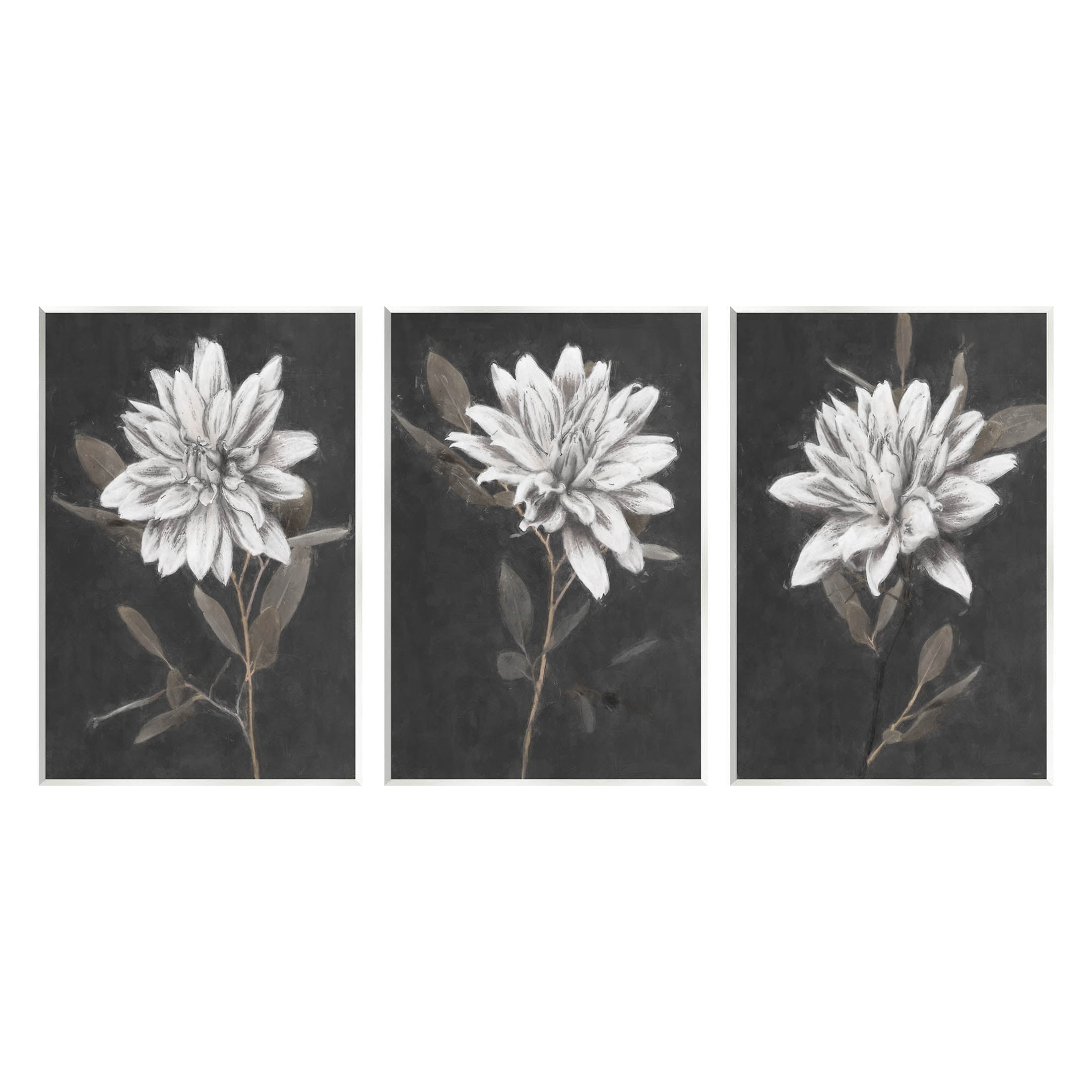 Stupell Industries Fable Lotus White Floral Bloom Graphic Art Unframed Art Print Wall Art, Set of 3, Design by Nina Blue