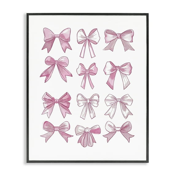 Stupell Industries Fabulous Bows Pattern Beauty & Fashion Painting Black Framed Art Print Wall Art, 16 x 20