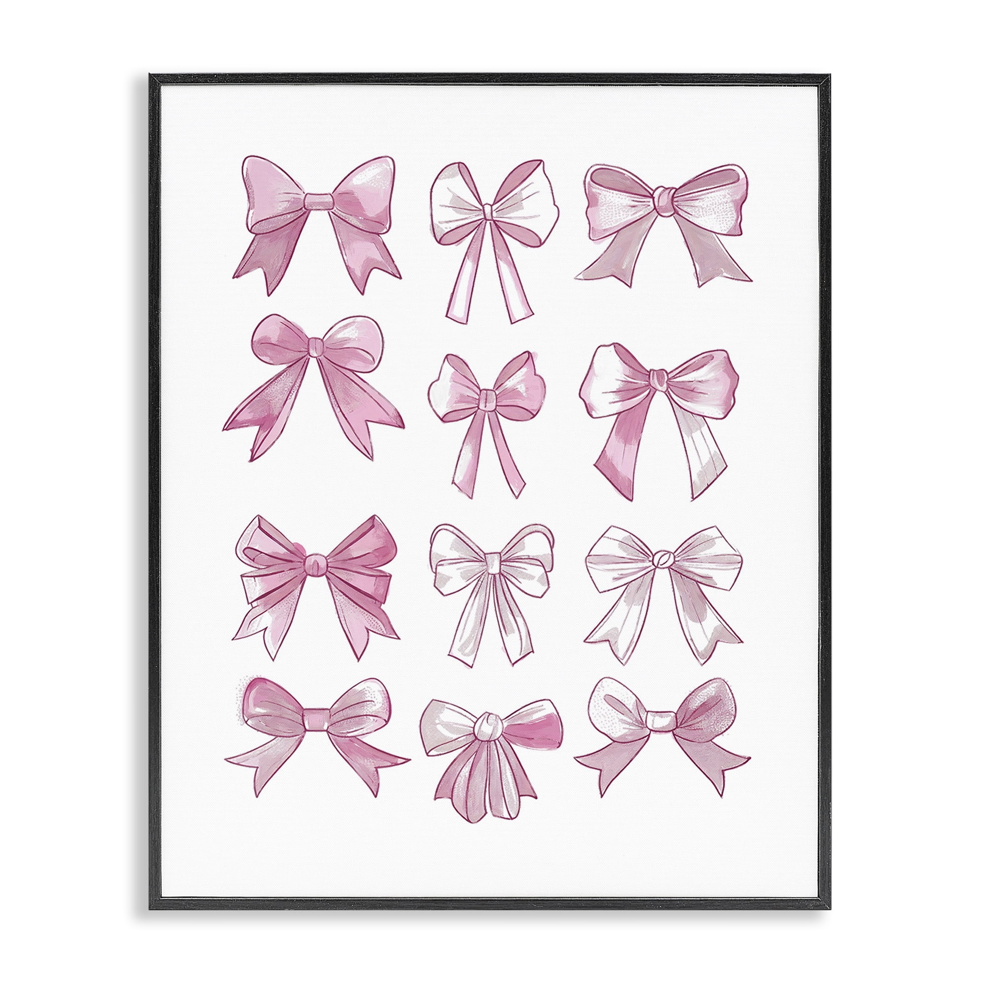 Stupell Industries Fabulous Bows Pattern Beauty & Fashion Painting Black Framed Art Print Wall Art, 24 x 30