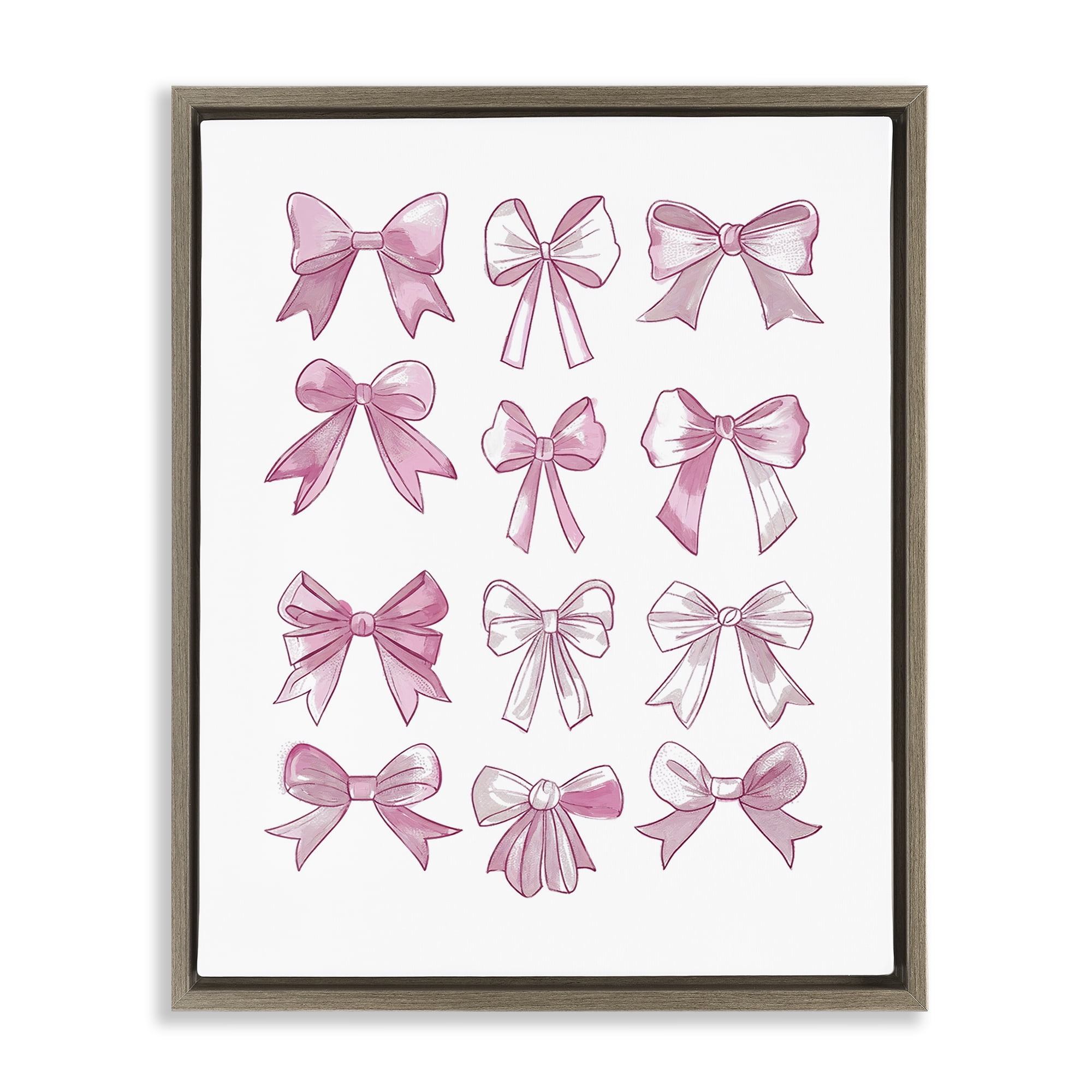 Stupell Industries Fabulous Bows Pattern Beauty & Fashion Painting Brown Floater Framed Art Print Wall Art, 25 x 31