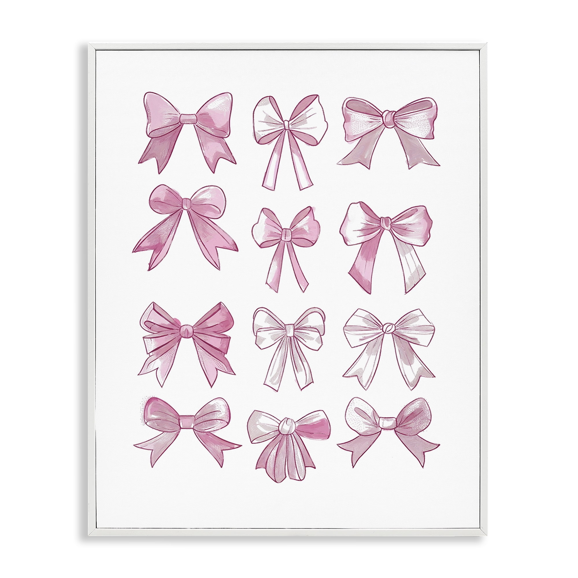 Stupell Industries Fabulous Bows Pattern Beauty & Fashion Painting White Framed Art Print Wall Art, 11 x 14