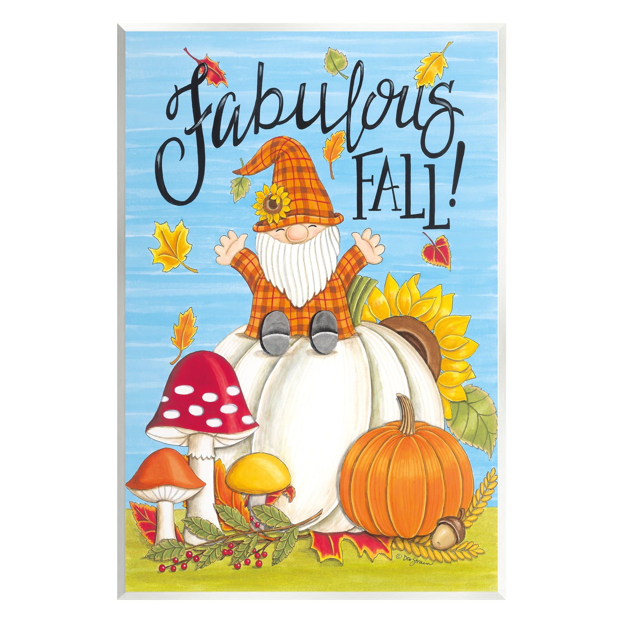 Stupell Industries Fabulous Fall Gnome Holiday Painting Unframed Art Print Wall Art, 13 x 19