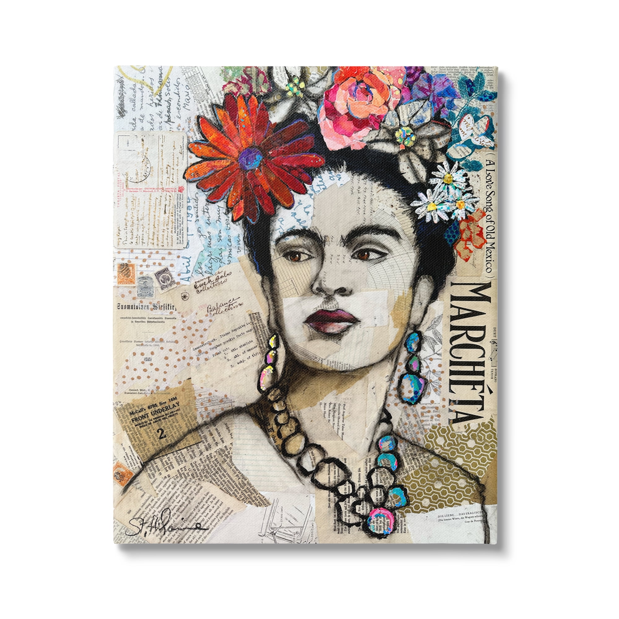 Stupell Industries Fabulous Frida Kahlo Botanical & Floral Painting Gallery Wrapped Canvas Art Print Wall Art, 24 x 30