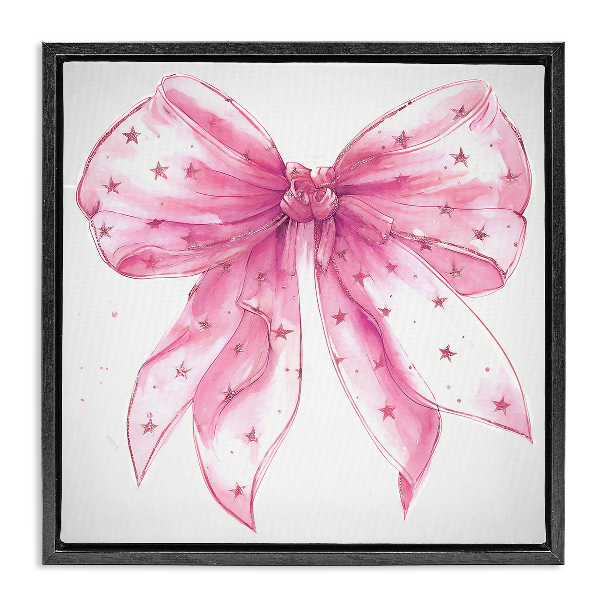 Stupell Industries Fabulous Pink Bow Fashion Painting Black Floater Framed Canvas Art Print Wall Art, 25 x 25