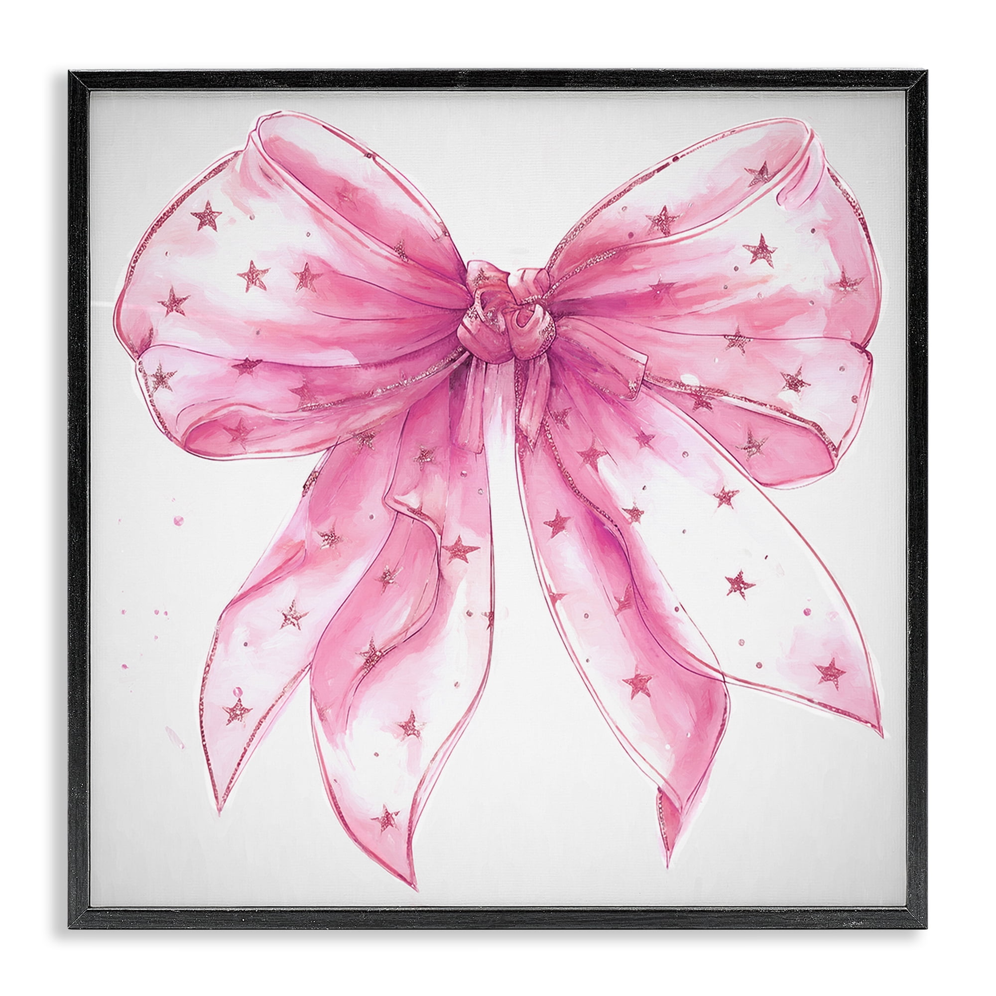 Stupell Industries Fabulous Pink Bow Fashion Painting Black Framed Art Print Wall Art, 17 x 17