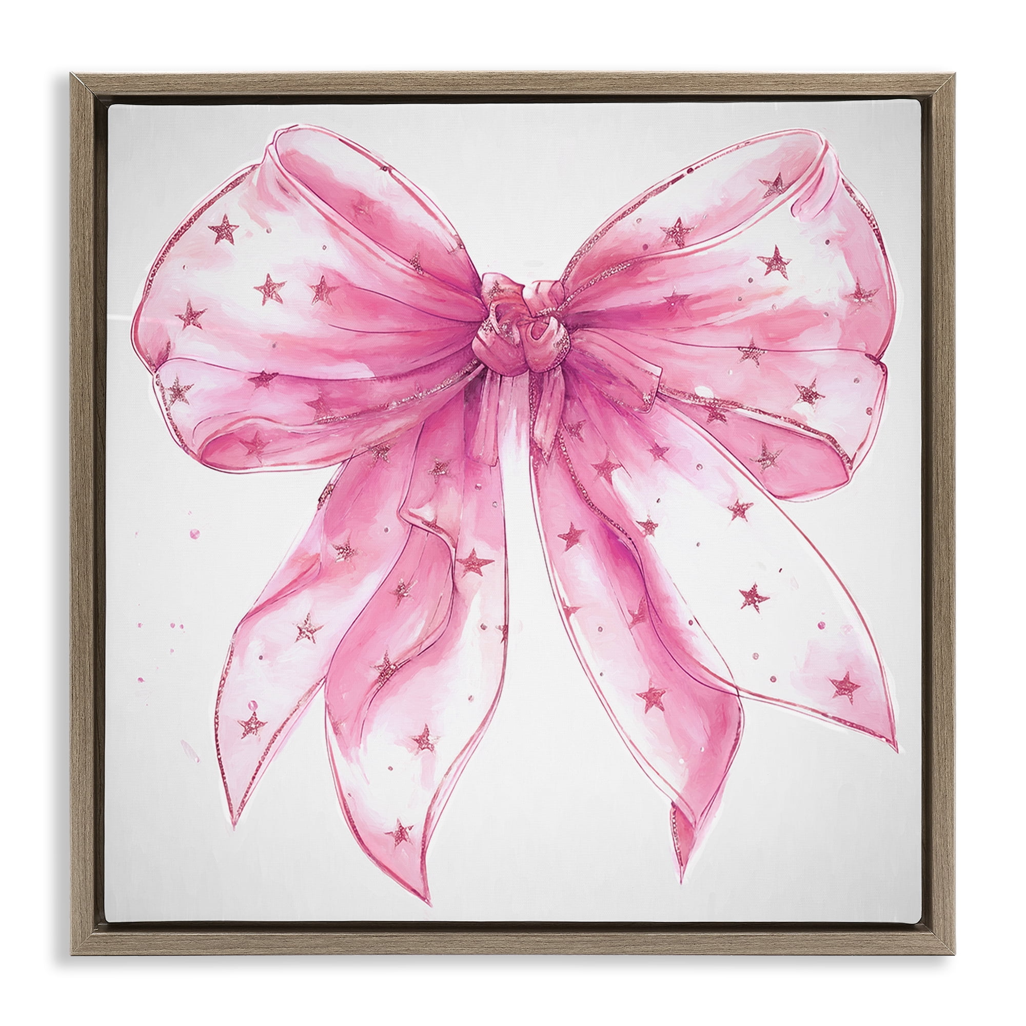 Stupell Industries Fabulous Pink Bow Fashion Painting Brown Floater Framed Canvas Art Print Wall Art, 25 x 25