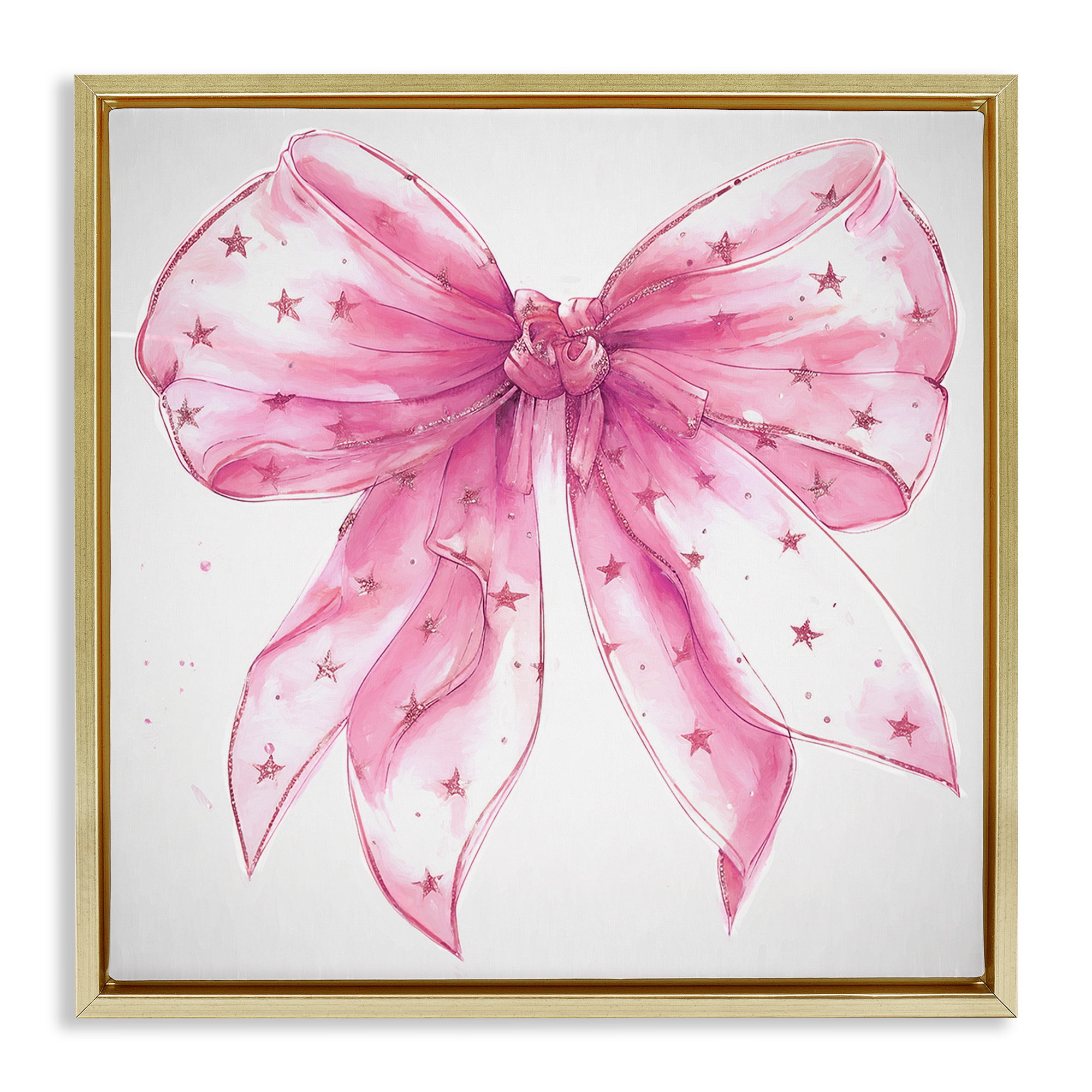 Stupell Industries Fabulous Pink Bow Fashion Painting Gold Floater Framed Canvas Art Print Wall Art, 25 x 25