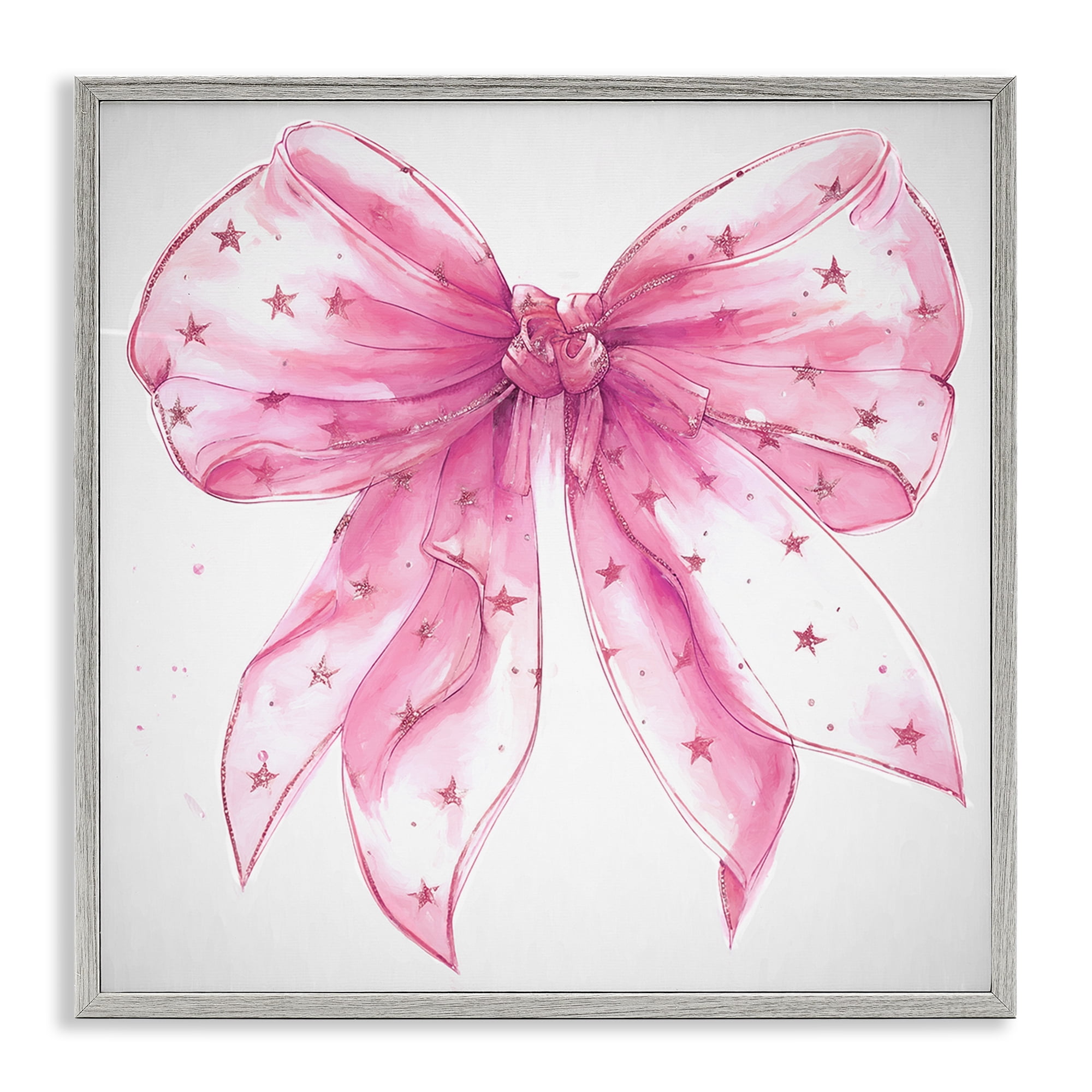 Stupell Industries Fabulous Pink Bow Fashion Painting Gray Framed Art Print Wall Art, 24 x 24
