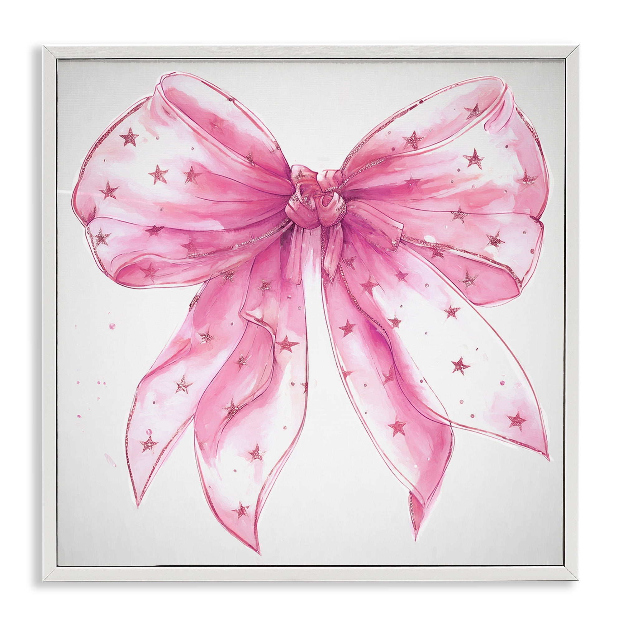 Stupell Industries Fabulous Pink Bow Fashion Painting White Framed Art Print Wall Art, 12 x 12