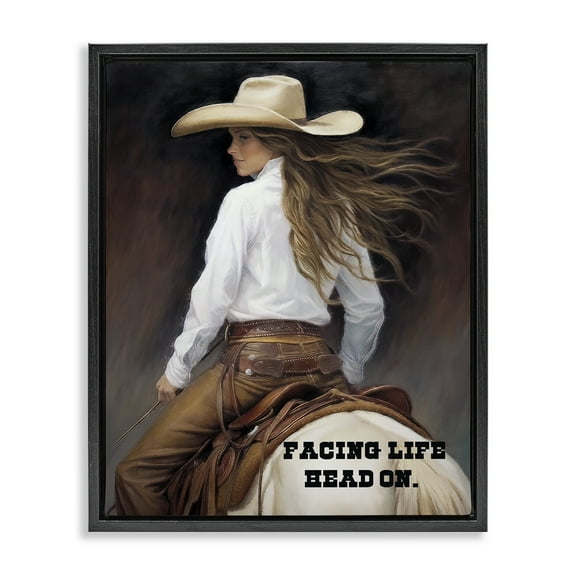 Stupell Industries Face Life Head On People Painting Black Floater Framed Canvas Art Print Wall Art, 17 x 21