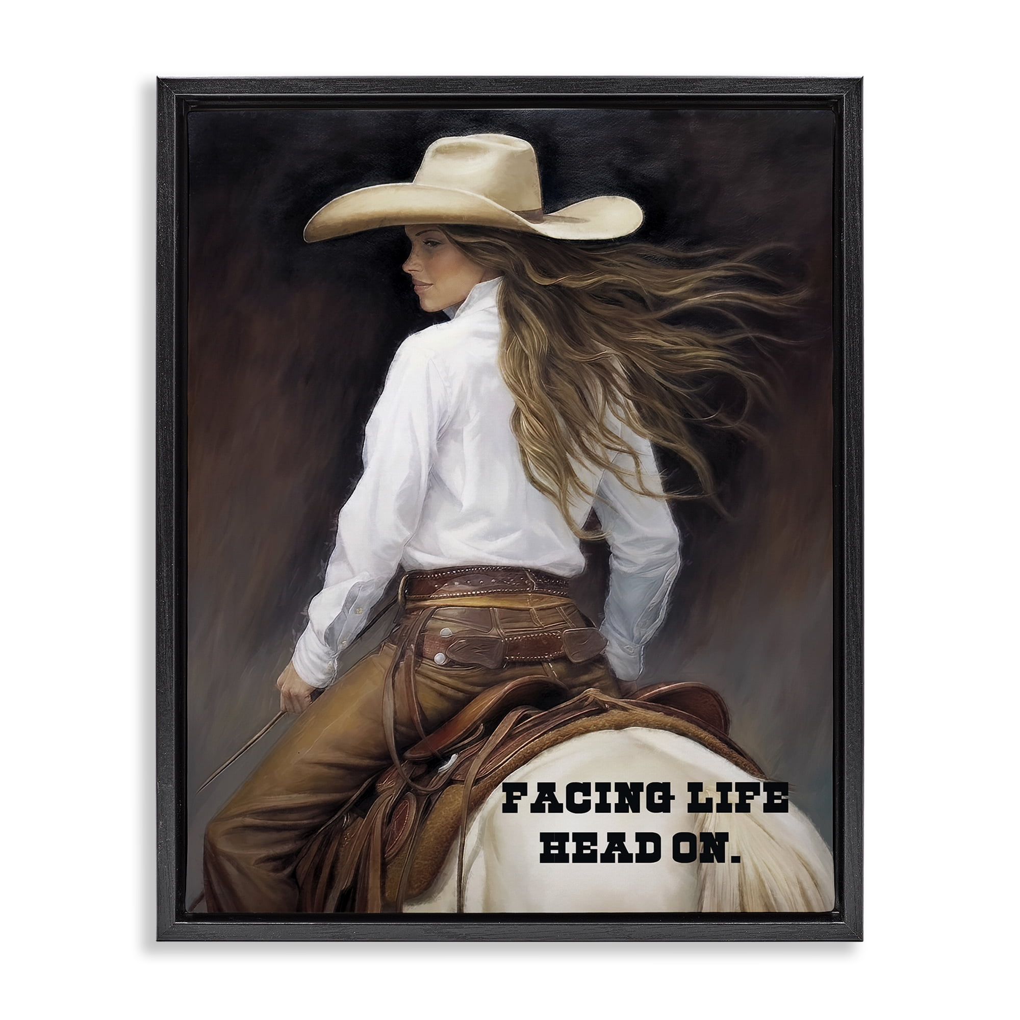 Stupell Industries Face Life Head On People Painting Black Floater Framed Canvas Art Print Wall Art, 25 x 31