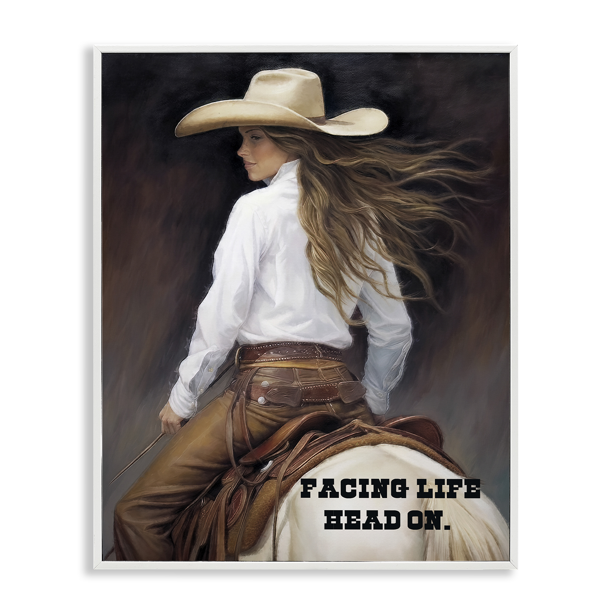 Stupell Industries Face Life Head On People Painting White Framed Art Print Wall Art, 11 x 14