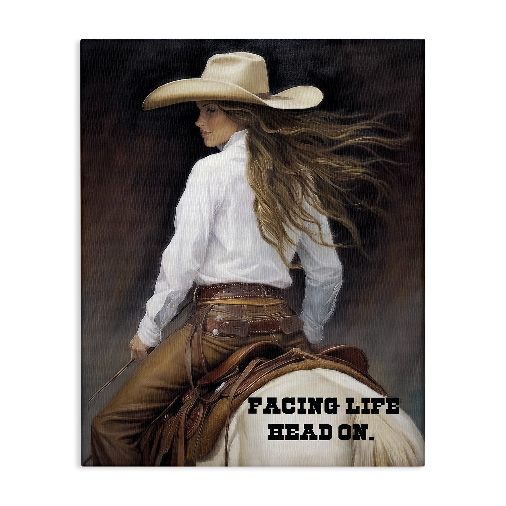 Stupell Industries Face Life Head On People Painting Wrapped Canvas Art Print Wall Art, 24 x 30