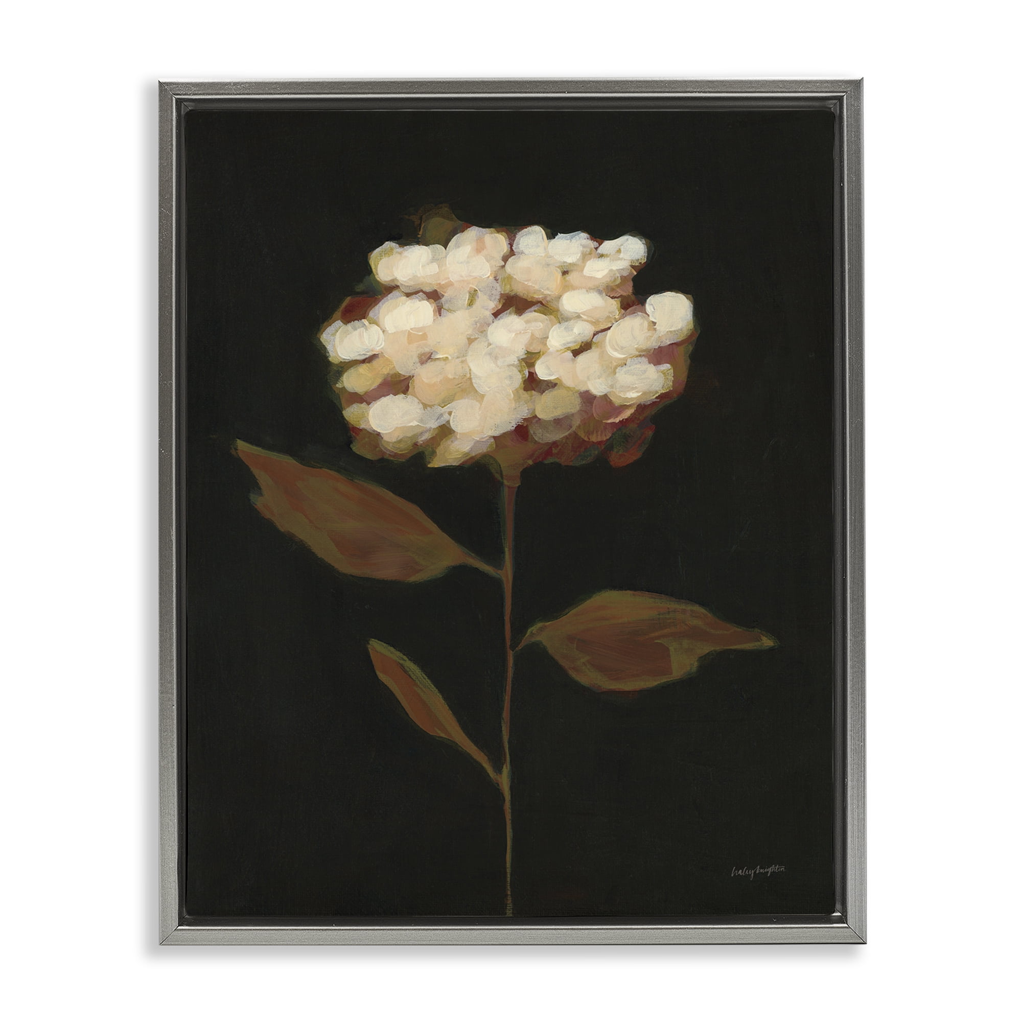 Stupell Industries Fade Into Fall Bloom Botanical & Floral Painting Gray Floater Framed Art Print Wall Art, 17 x 21
