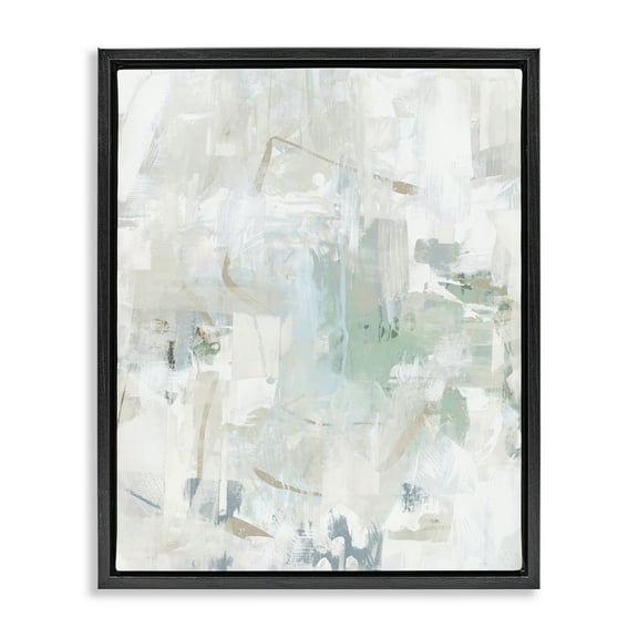Stupell Industries Faded Abstract with Green Abstract Painting Black Floater Framed Canvas Art Print Wall Art, 17 x 21