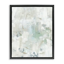Stupell Industries Faded Abstract with Green Abstract Painting Black Floater Framed Canvas Art Print Wall Art, 17 x 21