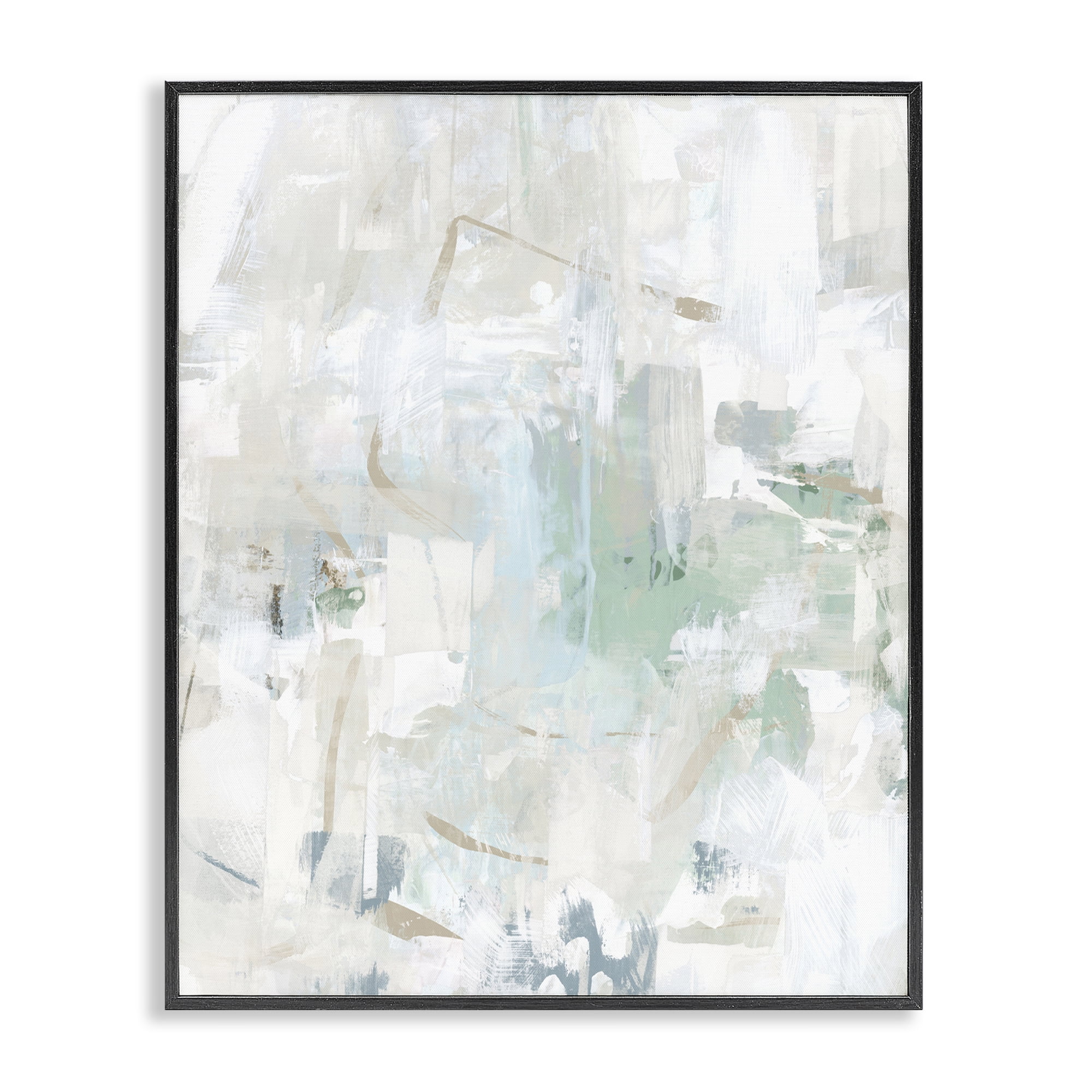 Stupell Industries Faded Abstract with Green Abstract Painting Black Framed Art Print Wall Art, 24 x 30