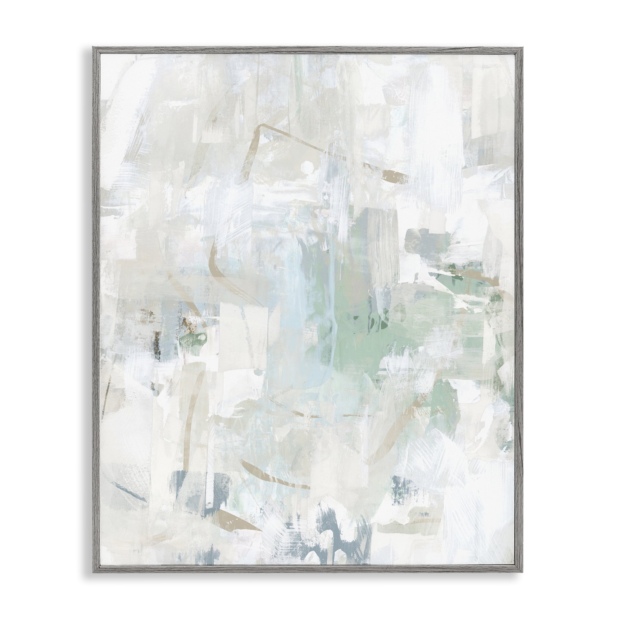 Stupell Industries Faded Abstract with Green Abstract Painting Gray Framed Art Print Wall Art, 11 x 14