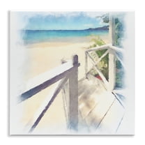 Stupell Industries Faded Beach Steps Landscape & Nature Painting Unframed Art Print Wall Art, 12 x 12