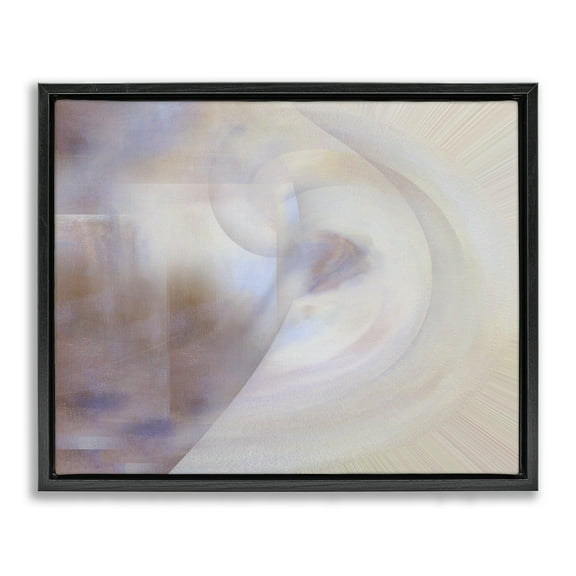 Stupell Industries Faded Beige Abstraction Abstract Painting Black Floater Framed Canvas Art Print Wall Art, 21 x 17