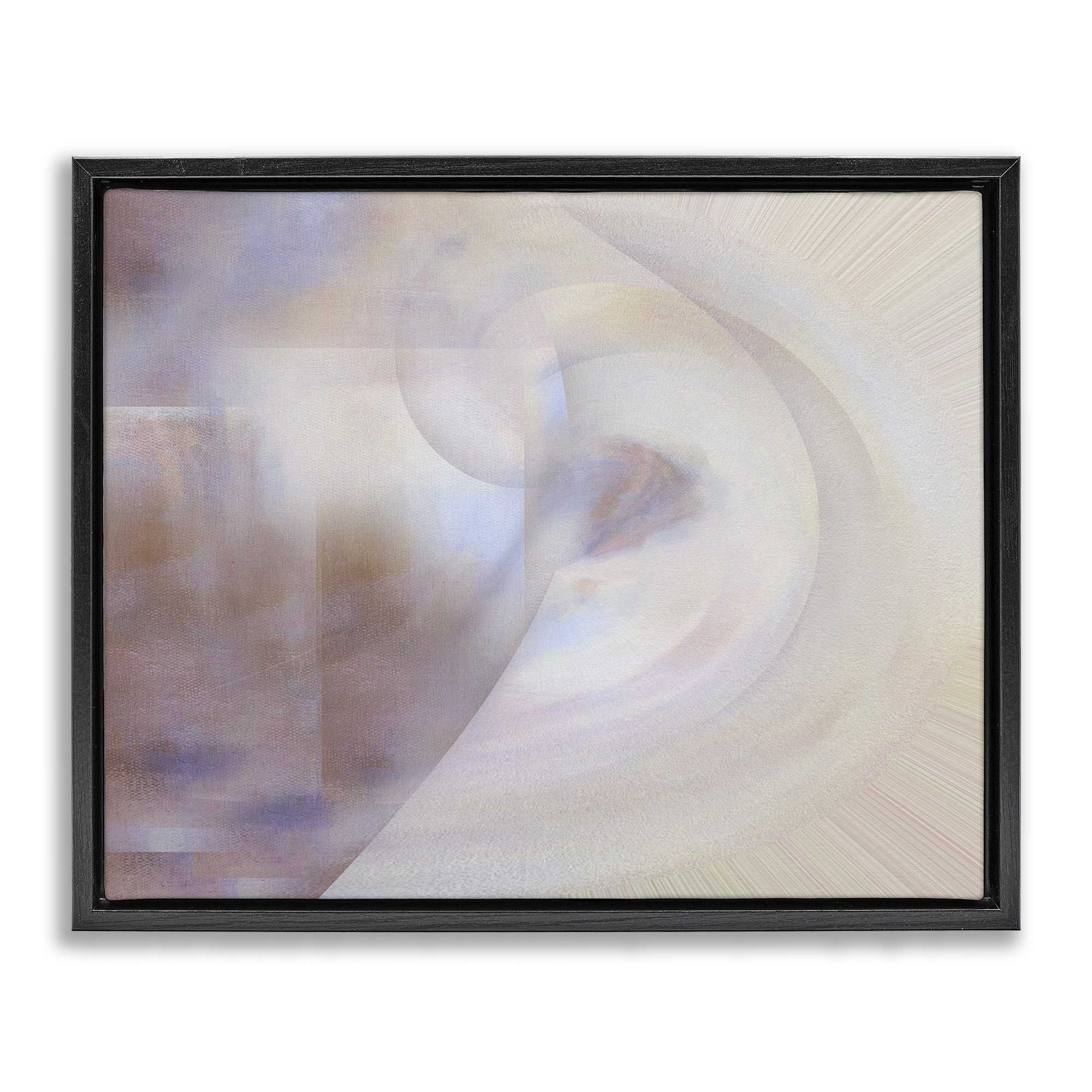 Stupell Industries Faded Beige Abstraction Abstract Painting Black Floater Framed Canvas Art Print Wall Art, 31 x 25