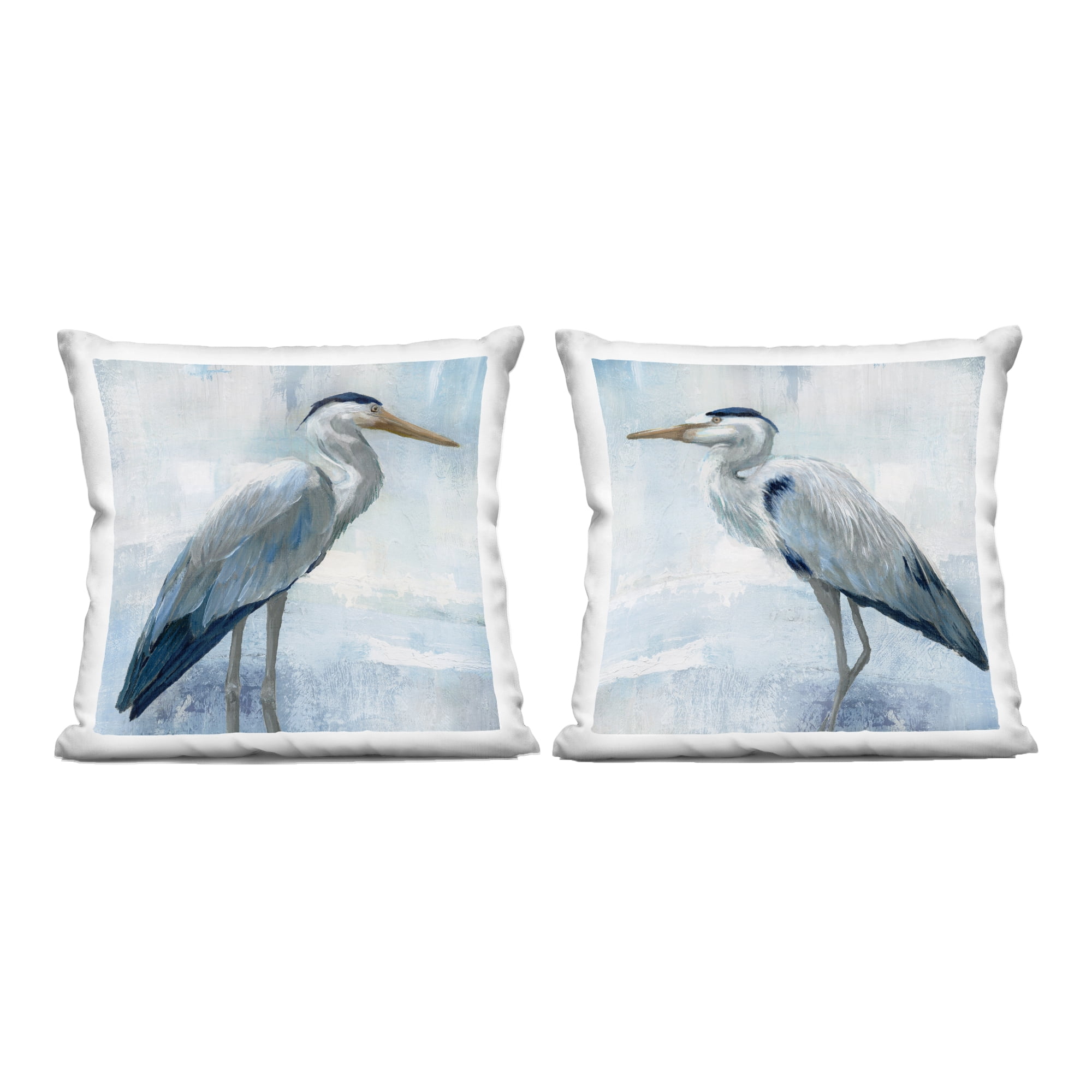 Stupell Industries Faded Blue Coastal Herons 2 Piece Decorative Printed Throw Pillow Set, design by Nan, 18 x 7 x 18
