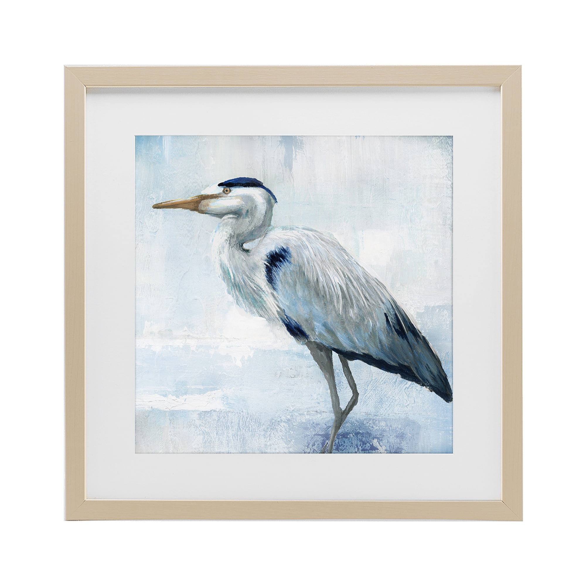 Stupell Industries Faded Blue Heron Birch Framed Print Under Glass, design by Nan