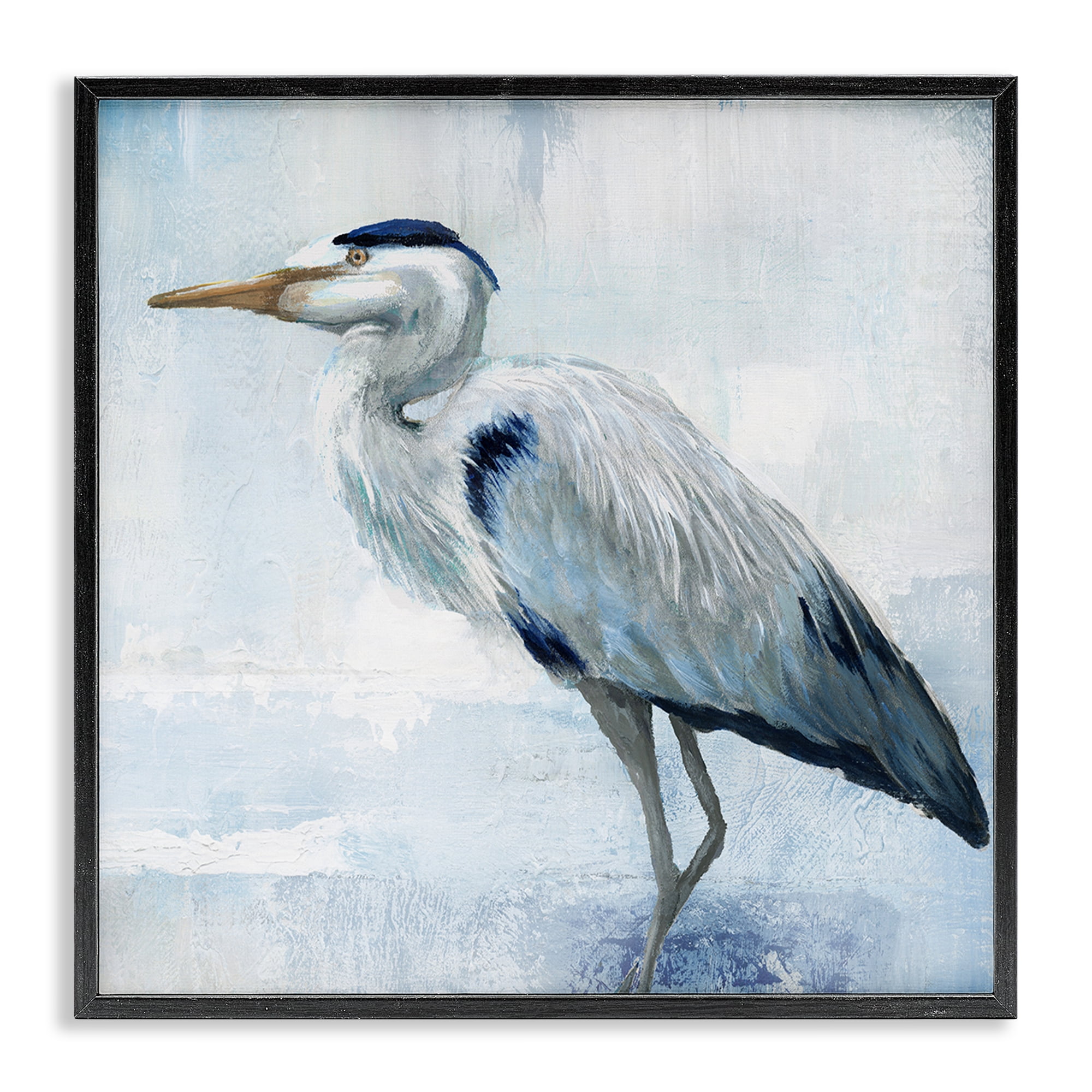 Stupell Industries Faded Blue Heron Black Framed Giclee Art, design by Nan