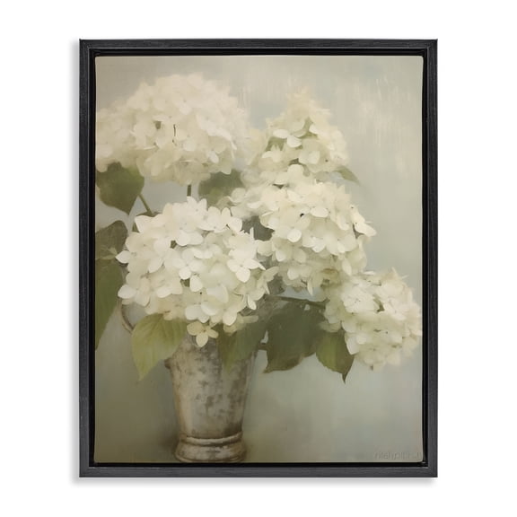 Stupell Industries Faded Country Hydrangeas Floral Painting Black Floater Framed Canvas Art Print Wall Art, 17 x 21
