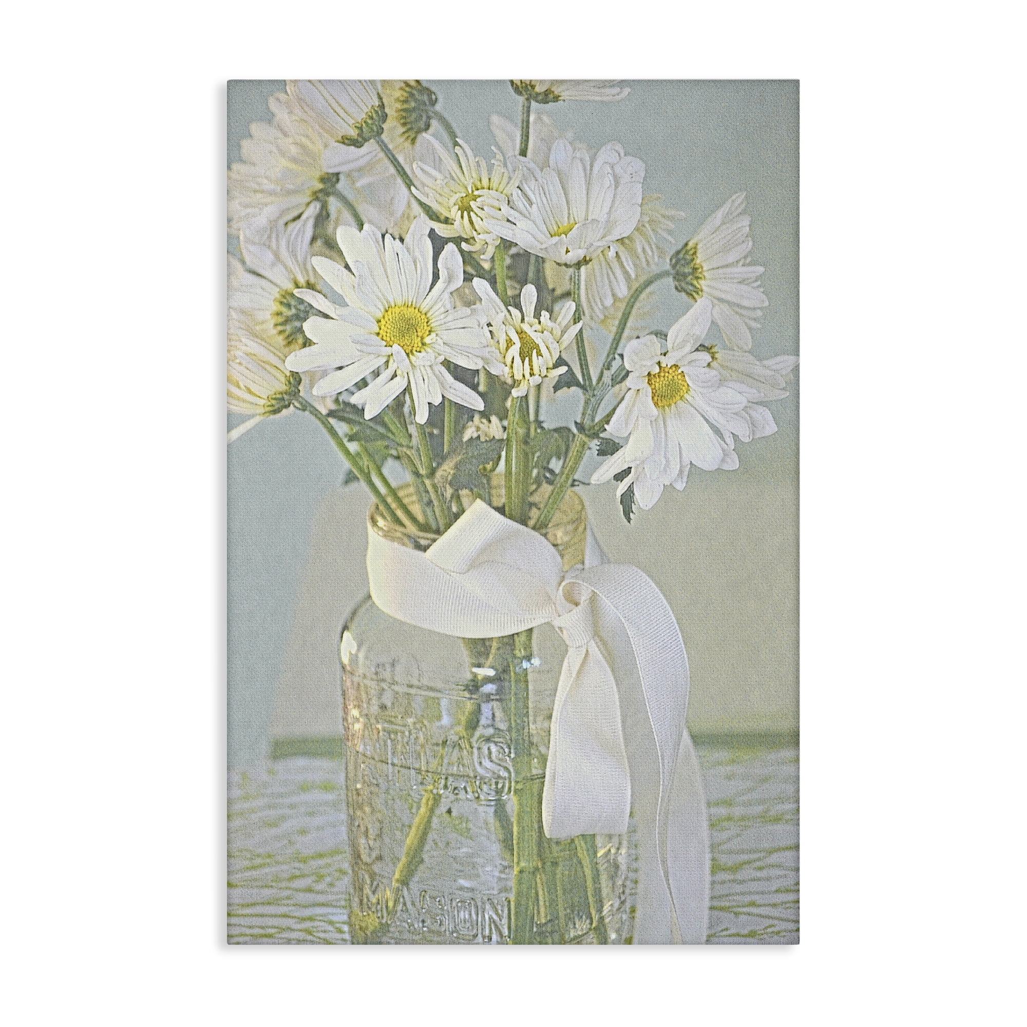 Stupell Industries Faded Daisies Jar Botanical & Floral Painting Gallery Wrapped Canvas Art Print Wall Art, 20 x 30