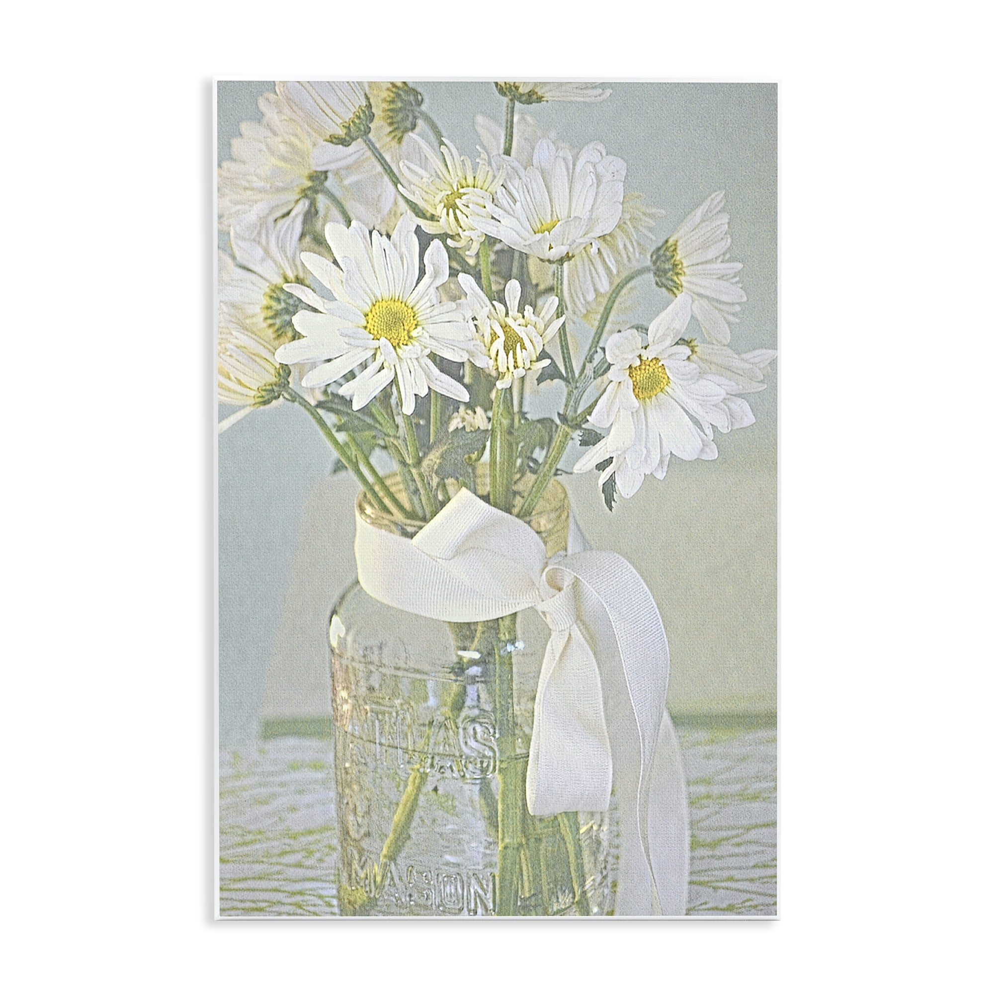 Stupell Industries Faded Daisies Jar Botanical & Floral Painting Unframed Art Print Wall Art, 13 x 19