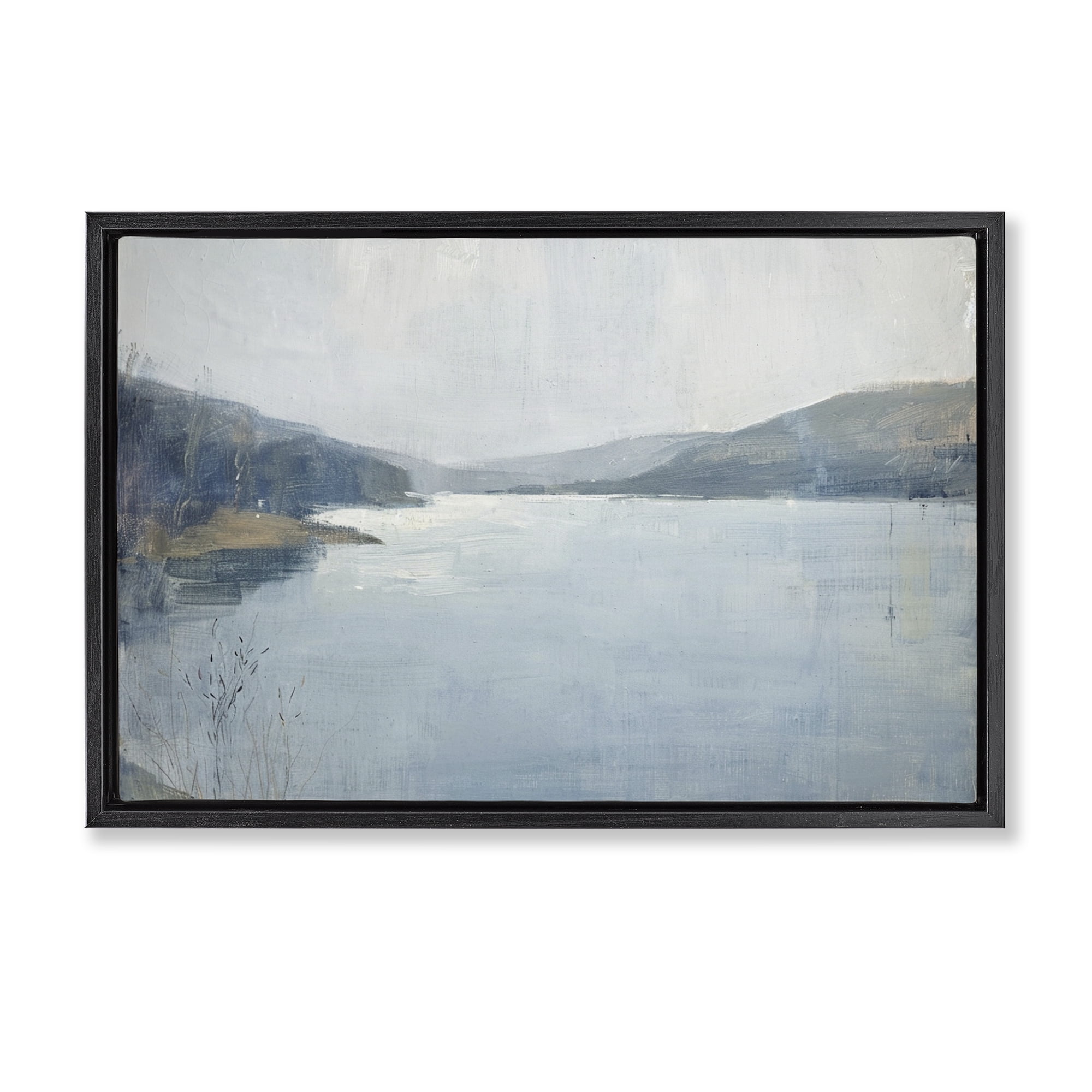 Stupell Industries Faded Distant Mountains Landscape & Nature Painting Black Floater Framed Canvas Art Print Wall Art, 25 x 17