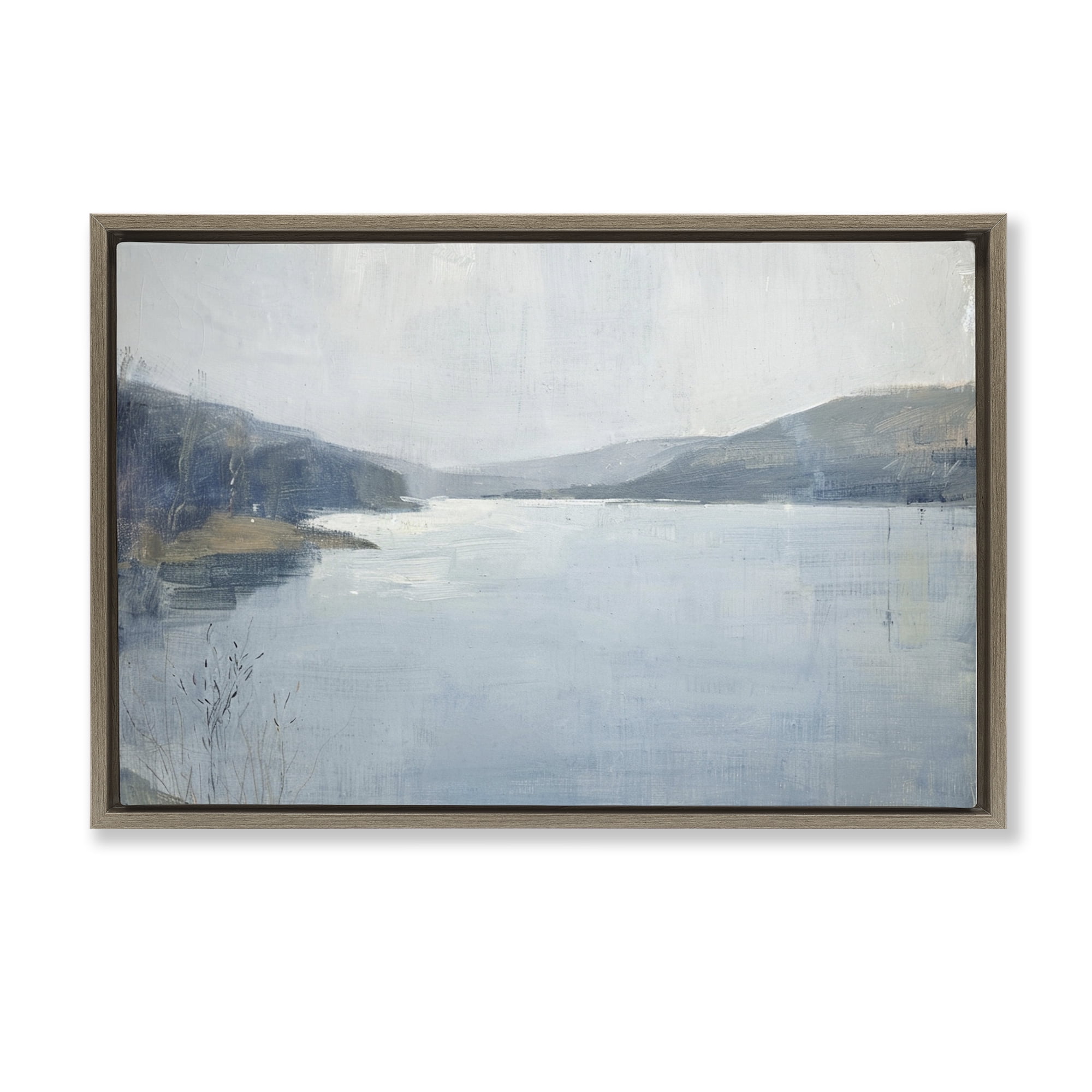 Stupell Industries Faded Distant Mountains Landscape & Nature Painting Brown Floater Framed Canvas Art Print Wall Art, 25 x 17
