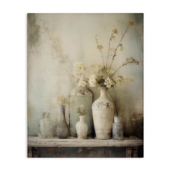 Stupell Industries Faded Floral Beauty Still Life Floral Painting Wrapped Canvas Canvas Art Print Wall Art, 16 x 20