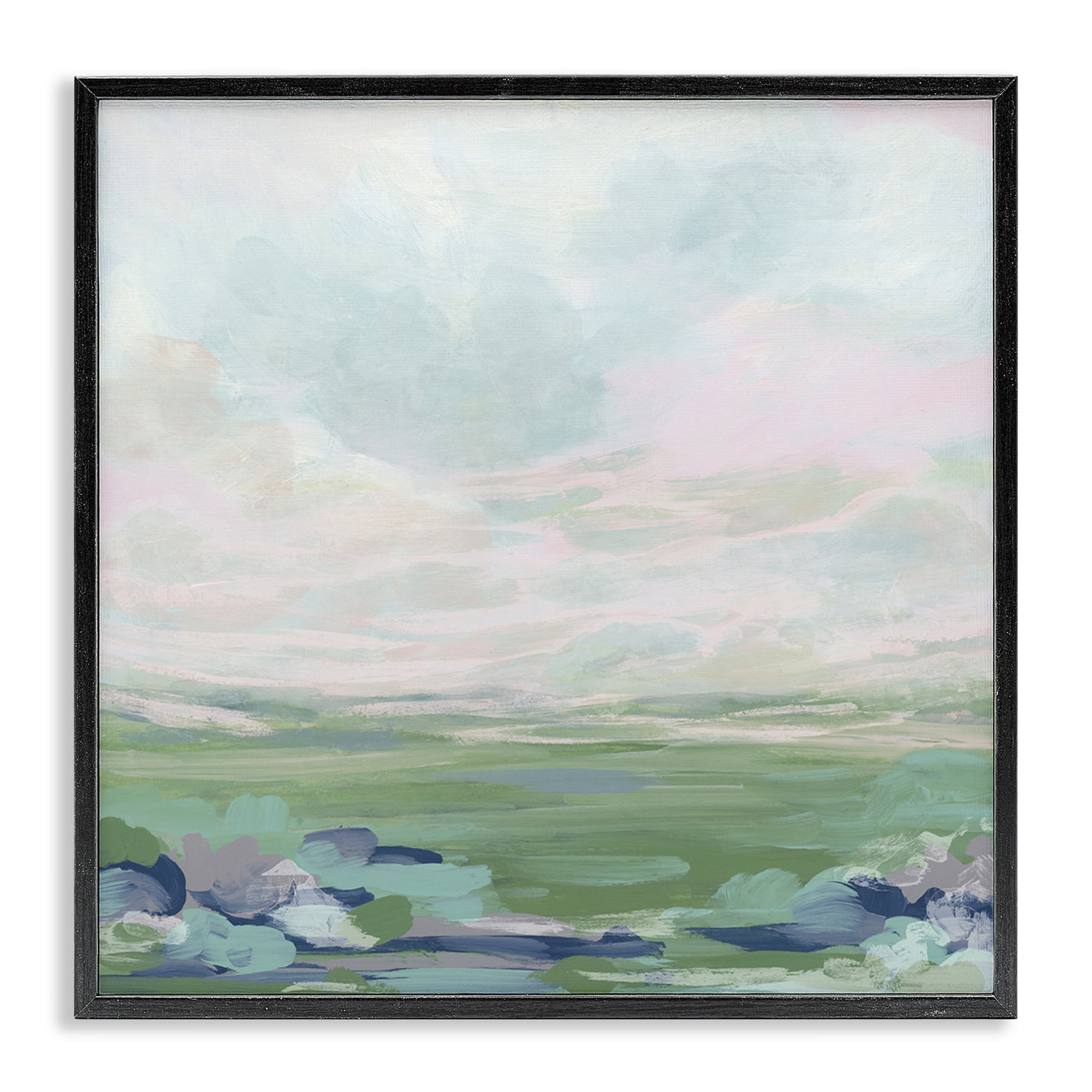Stupell Industries Faded Grassland View Landscape & Nature Painting Black Framed Art Print Wall Art, 17 x 17
