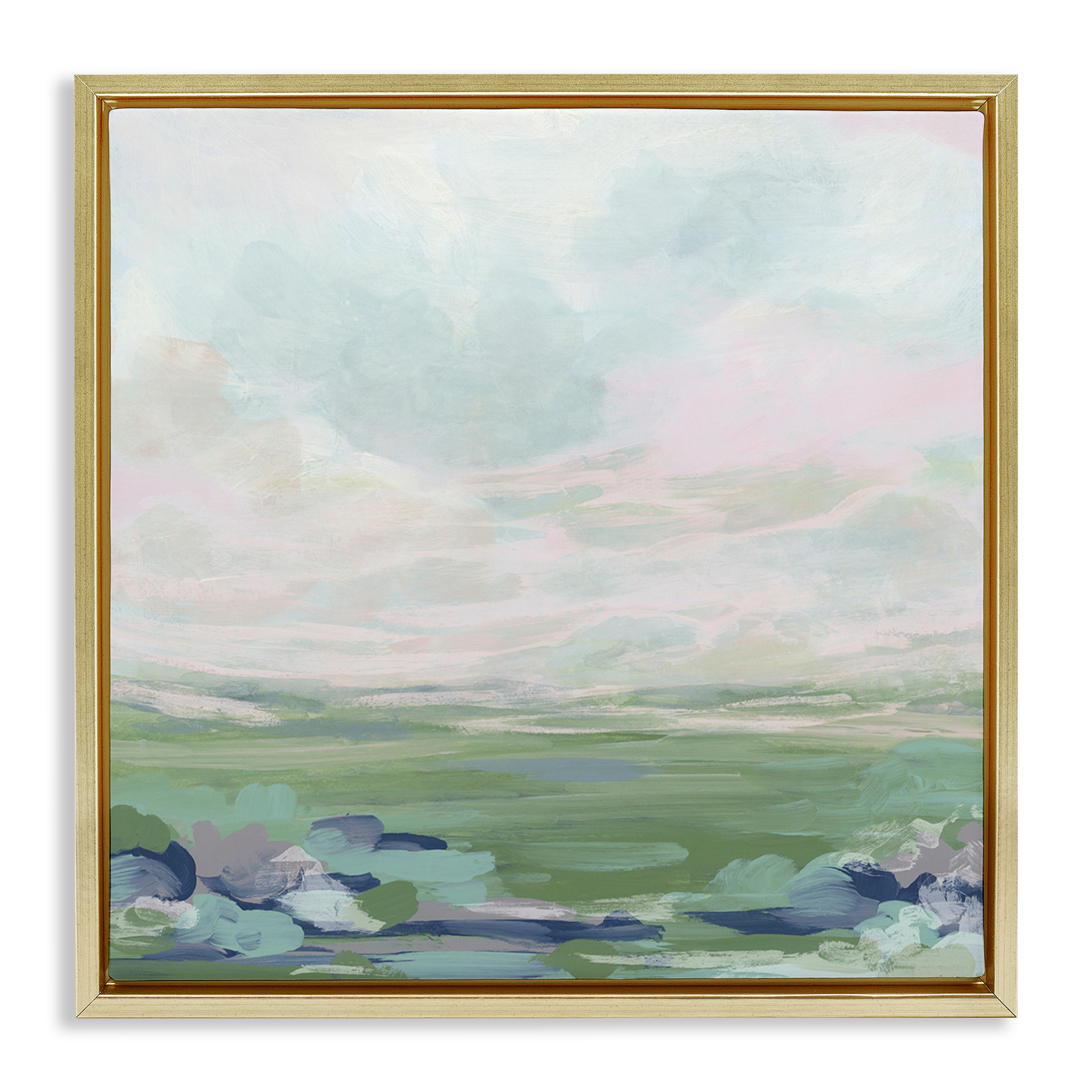 Stupell Industries Faded Grassland View Landscape & Nature Painting Gold Floater Framed Canvas Art Print Wall Art, 25 x 25