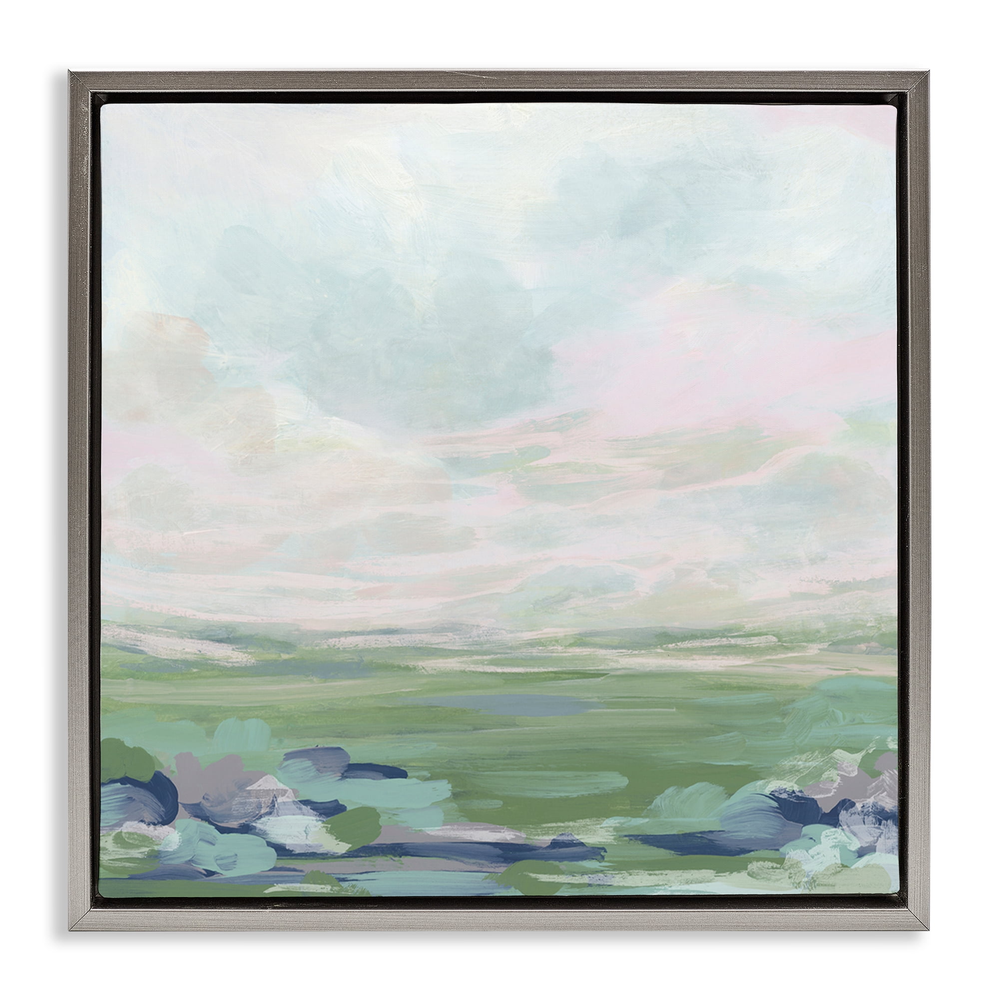 Stupell Industries Faded Grassland View Landscape & Nature Painting Gray Floater Framed Canvas Art Print Wall Art, 25 x 25