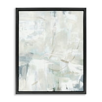 Stupell Industries Faded Off-White Abstract Abstract Painting Black Floater Framed Canvas Art Print Wall Art, 17 x 21