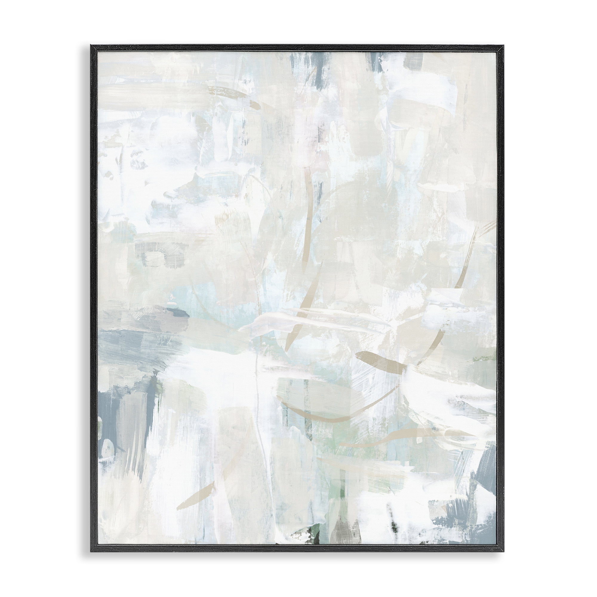 Stupell Industries Faded Off-White Abstract Abstract Painting Black Framed Art Print Wall Art, 16 x 20