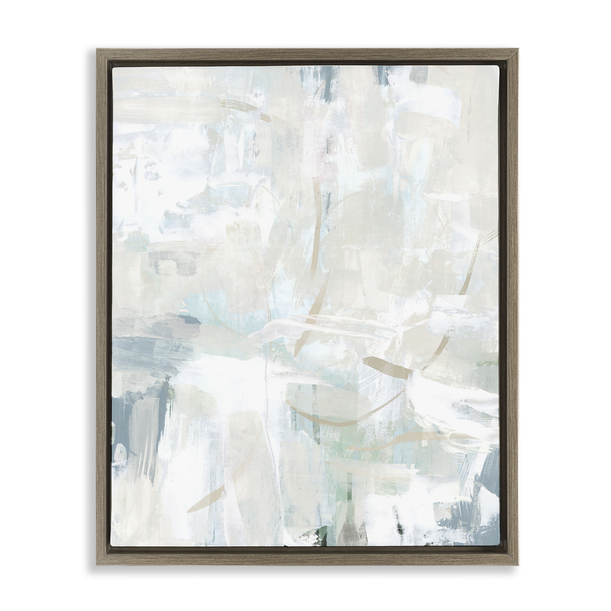 Stupell Industries Faded Off-White Abstract Abstract Painting Brown Floater Framed Canvas Art Print Wall Art, 17 x 21