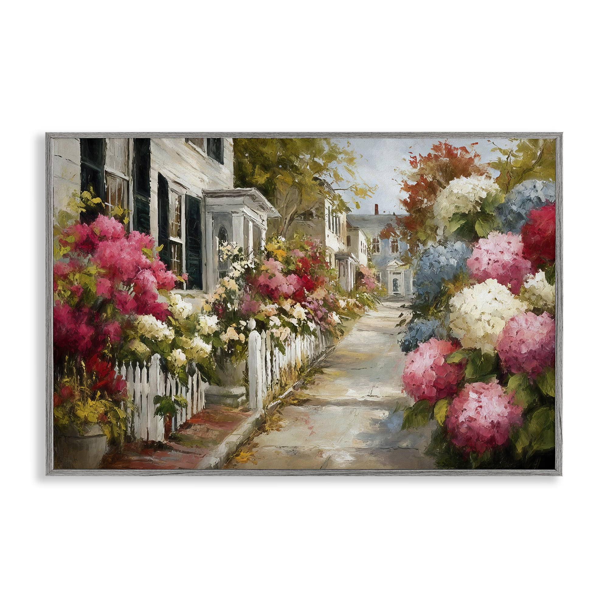 Stupell Industries Faded Shutters & Bursting Blooms Gray Framed Giclee Art, design by Tina LeCour