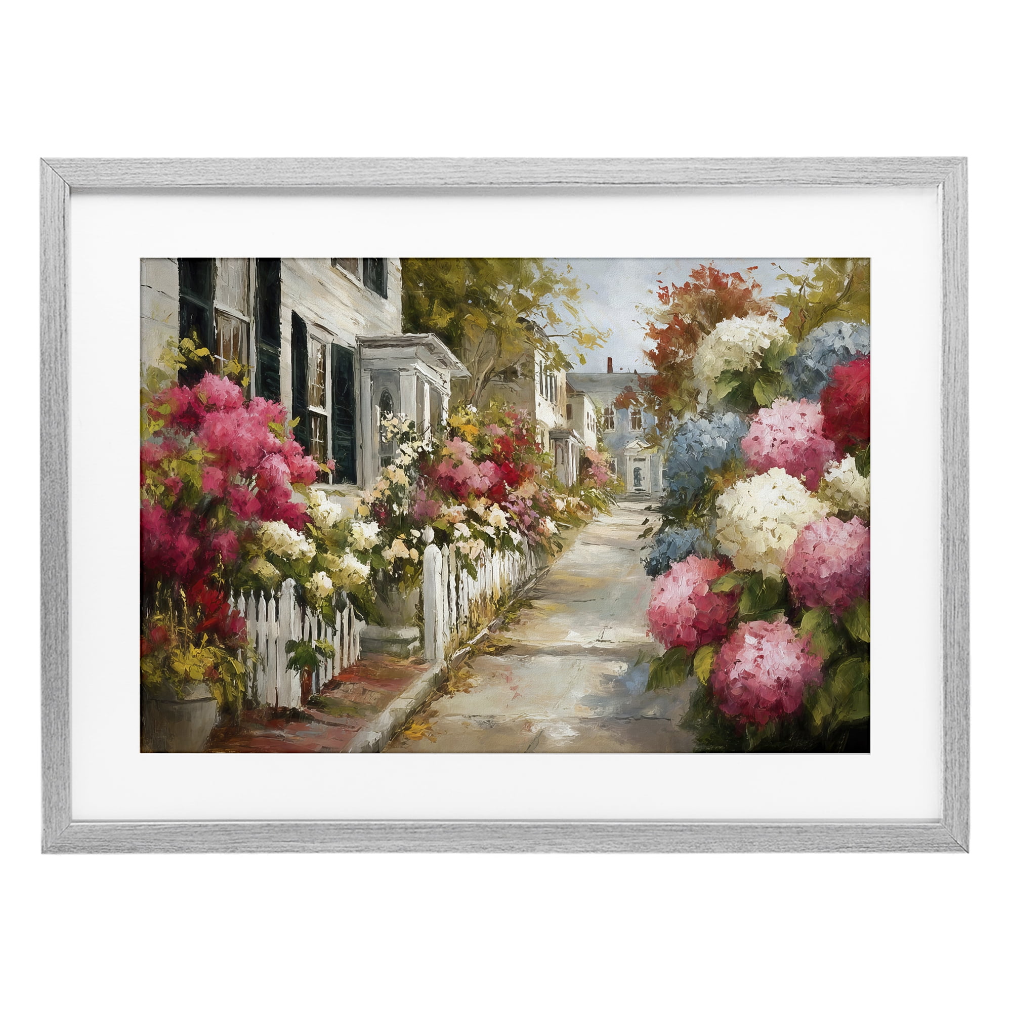Stupell Industries Faded Shutters & Bursting Blooms Gray Framed Print Under Glass, design by Tina LeCour