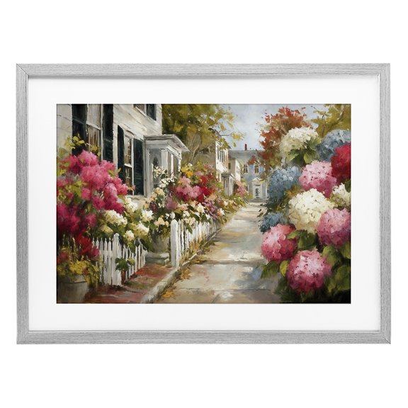 Stupell Industries Faded Shutters & Bursting Blooms Gray Framed Print Under Glass, design by Tina LeCour