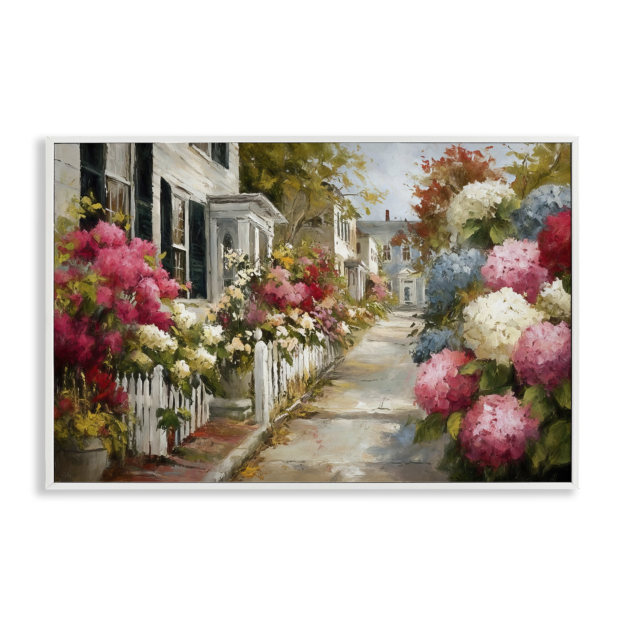 Stupell Industries Faded Shutters & Bursting Blooms White Framed Giclee Art, design by Tina LeCour