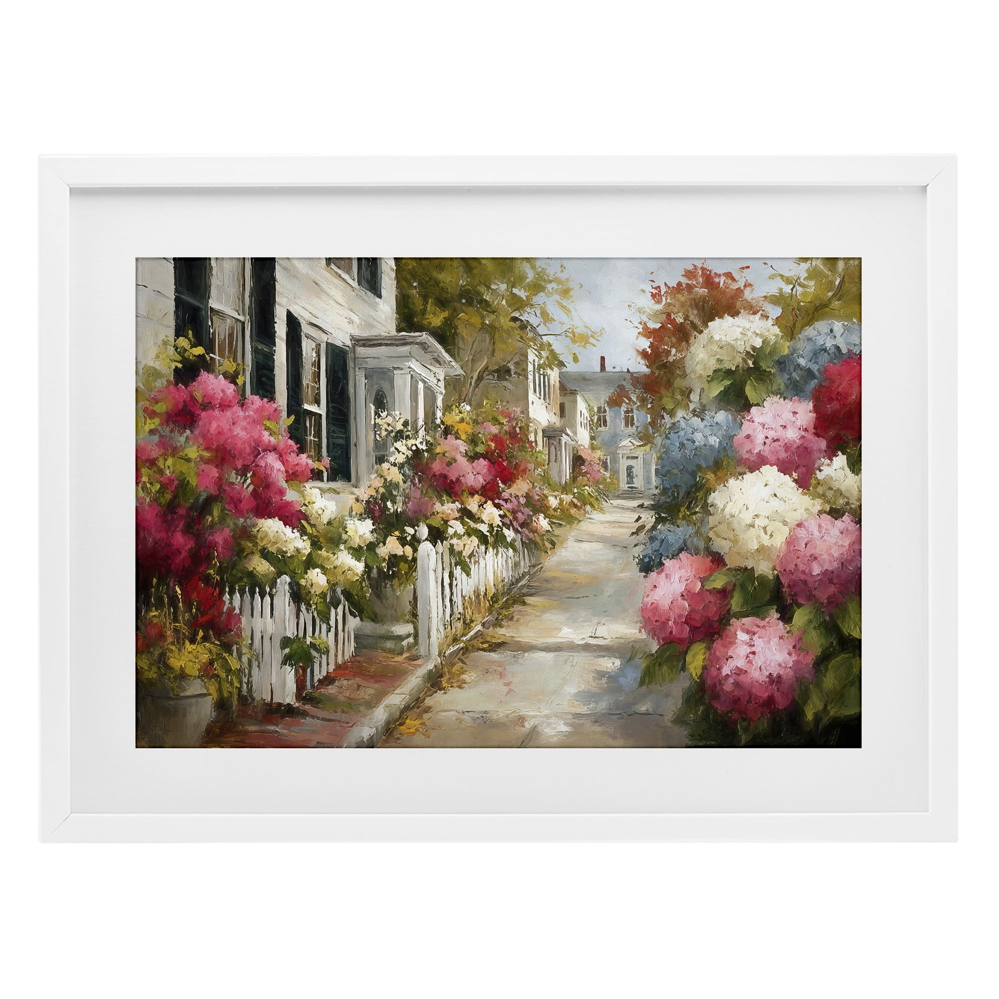 Stupell Industries Faded Shutters & Bursting Blooms White Framed Print Under Glass, design by Tina LeCour