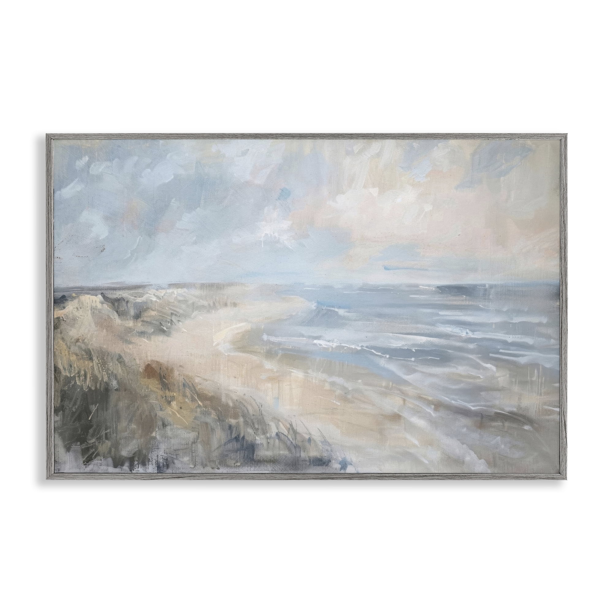 Stupell Industries Faded Summer Beach Nautical & Beach Painting Gray Framed Art Print Wall Art, 24 x 16