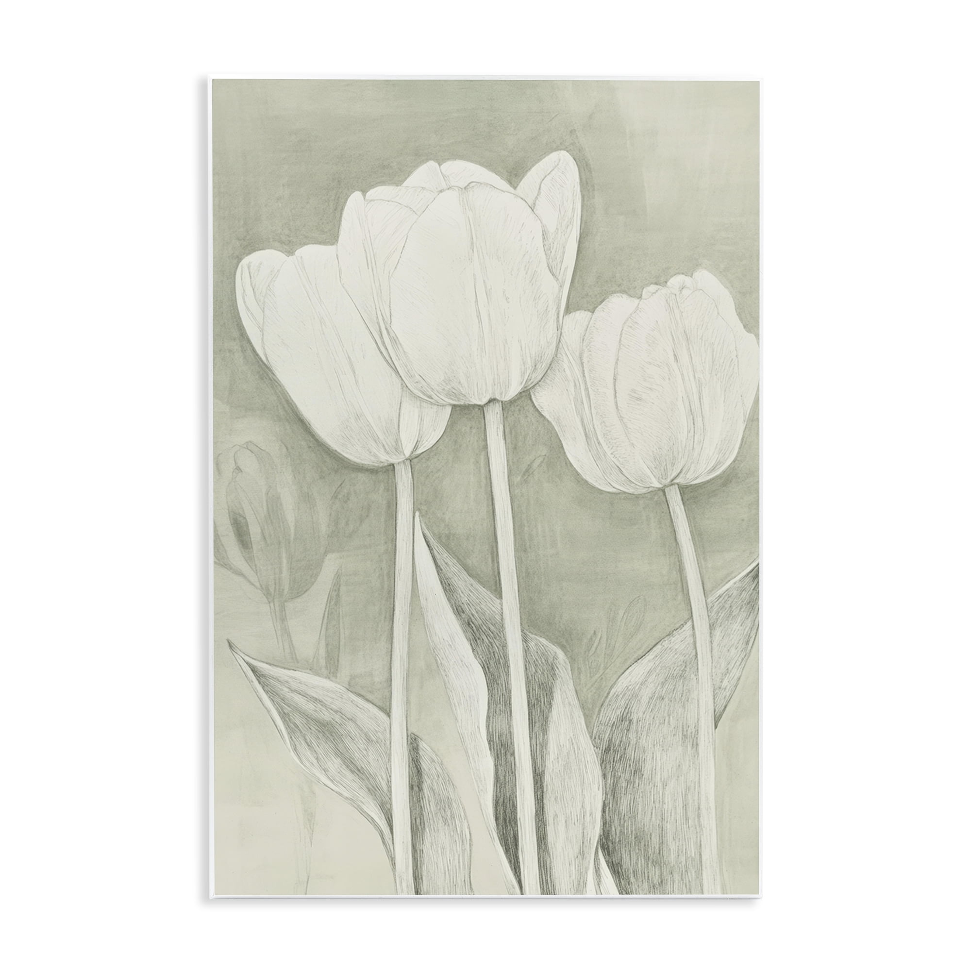 Stupell Industries Faded Tulips Pencil Sketch Wall Plaque Art, design by Petal Prints Design